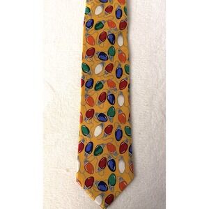 JZ Richards Men's Silk Tie Christmas Lights USA Hand Crafted Stain Resistant